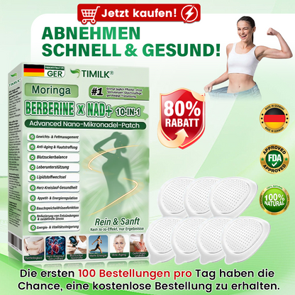 Offizieller Store | ☀️☀️ Timilk® Moringa · Berberin × NAD+ 10-in-1 Advanced Nano-Mikronadel-Patch(Nur einmal täglich anwenden – sichtbare Veränderungen in 7 Tagen)